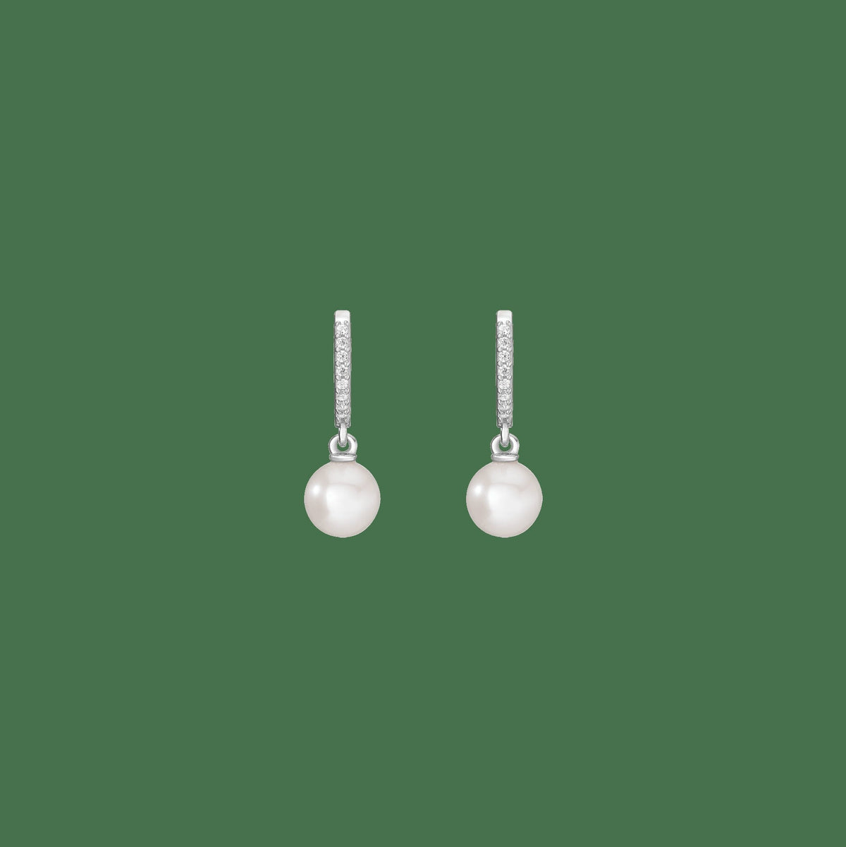 Diamond Pearl Huggie Earrings