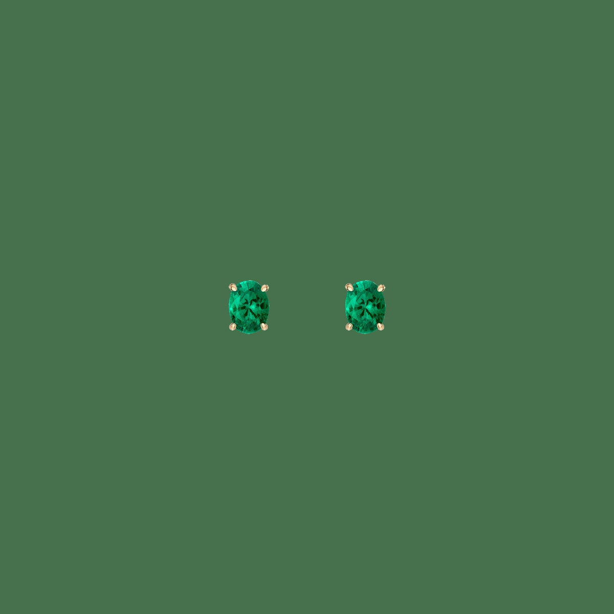 Oval Gemstone Solitaire Stud Earrings