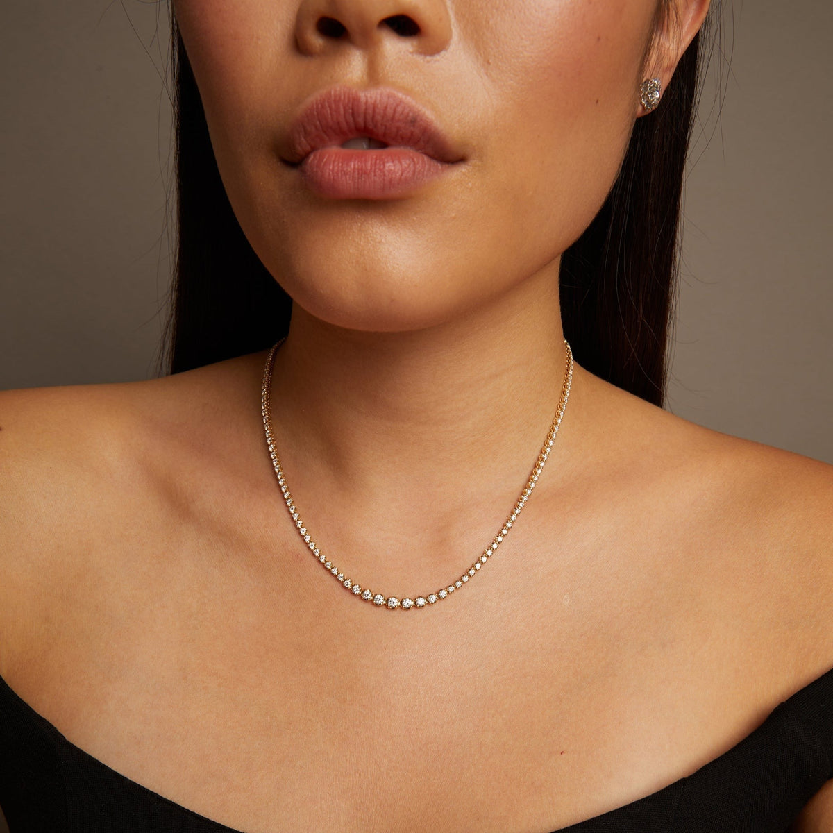 4ct Lab Grown Diamond Graduated Tennis Necklace