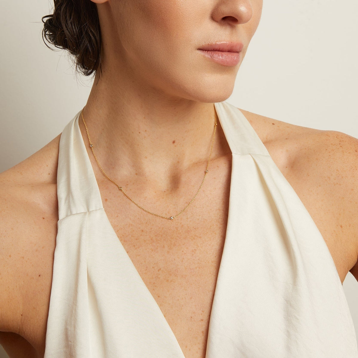 Lab Grown White Sapphire Station Necklace