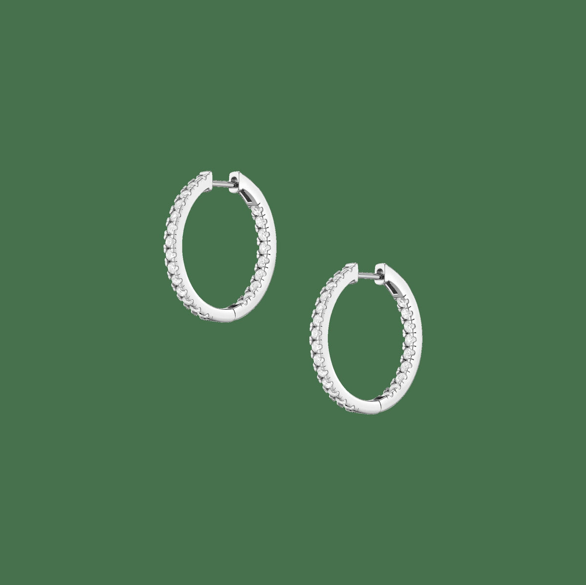 35mm Lab Grown White Sapphire Hoop Earrings