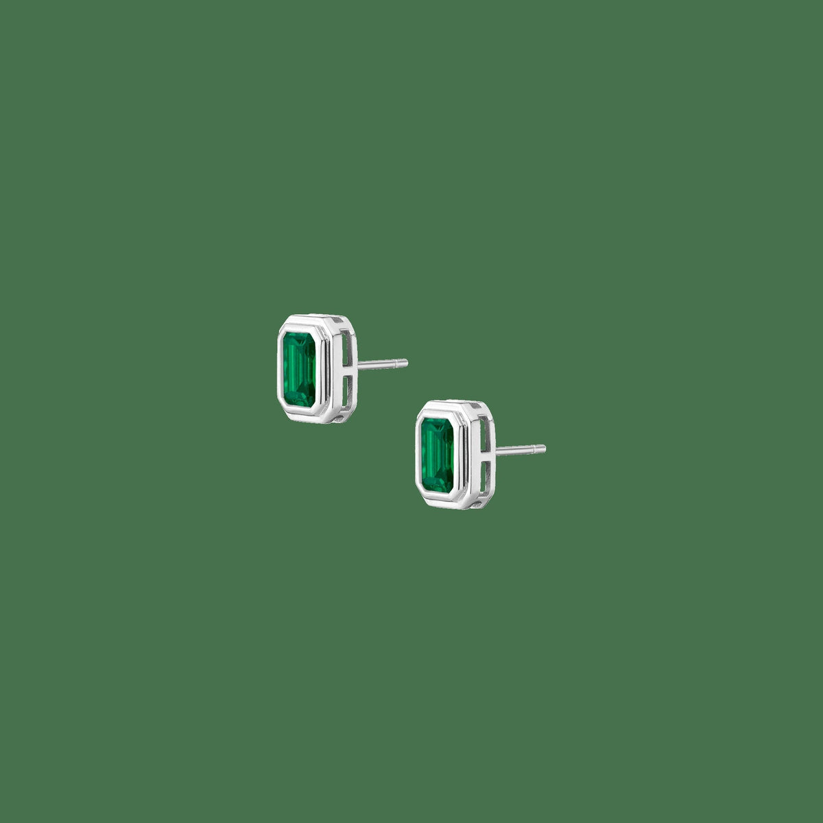 Lab Grown Emerald Heirloom Stud Earrings