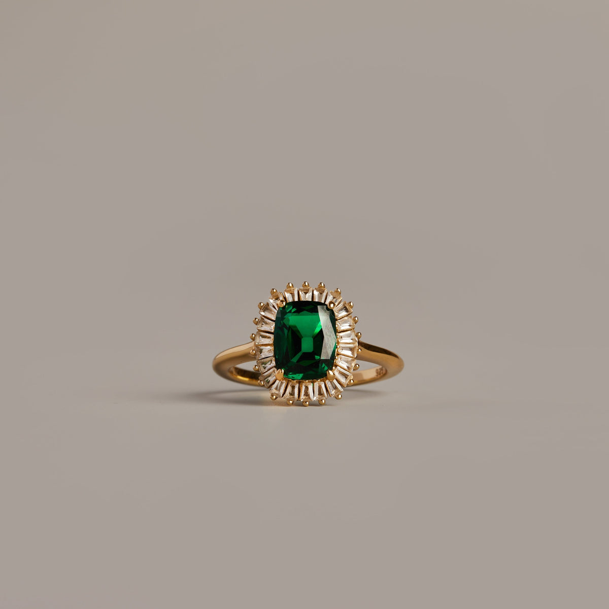 Lab Grown Green Emerald Alexandra Ring