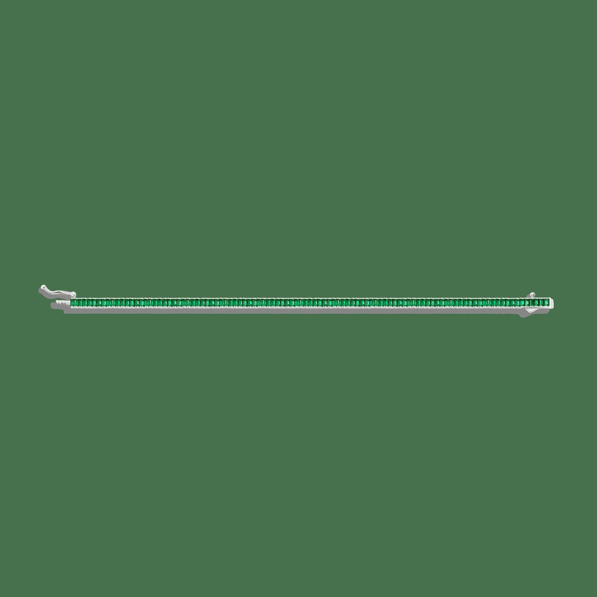 Lab Grown Green Emerald Baguette Tennis Bracelet