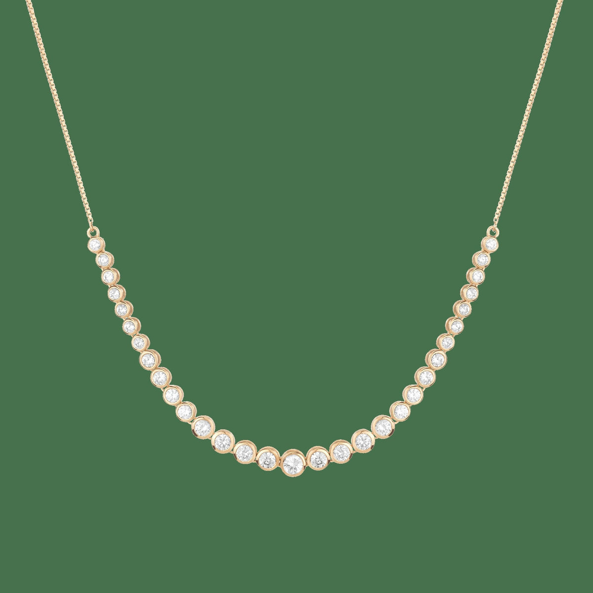 Graduated Lab Grown Diamond Bezel Necklace
