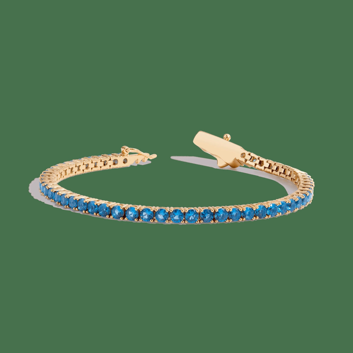 Lab Grown Blue Topaz Tennis Bracelet