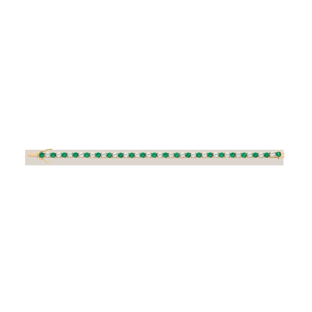 Lab Grown White Sapphire and Green Emerald Alternating Tennis Bracelet
