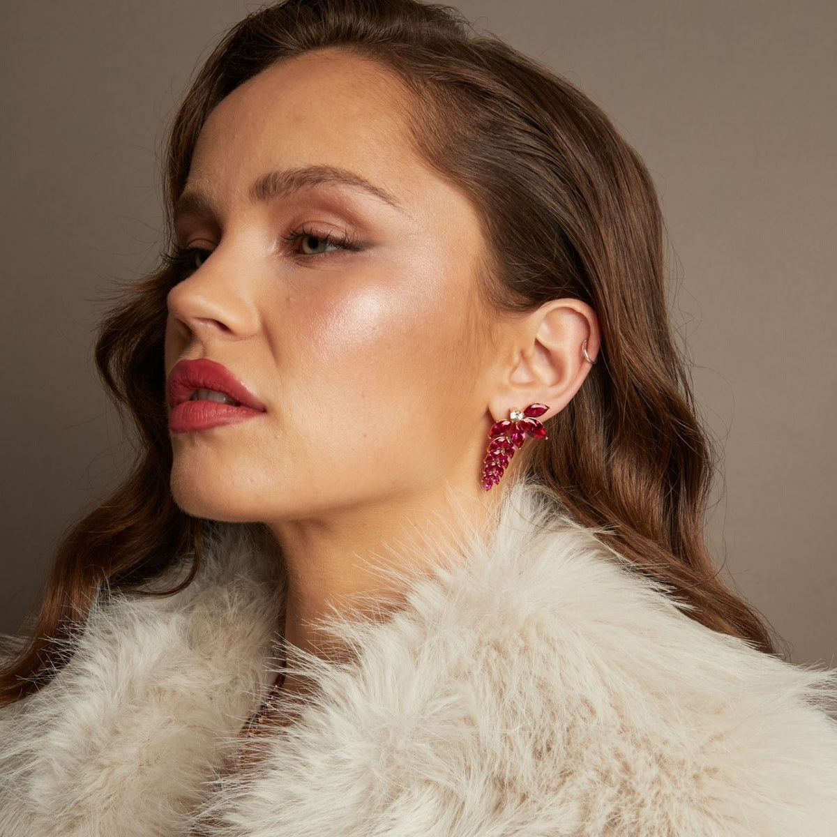 Aurate x Marilyn Monroe: Lab Grown Red Marquise Waterfall Earrings