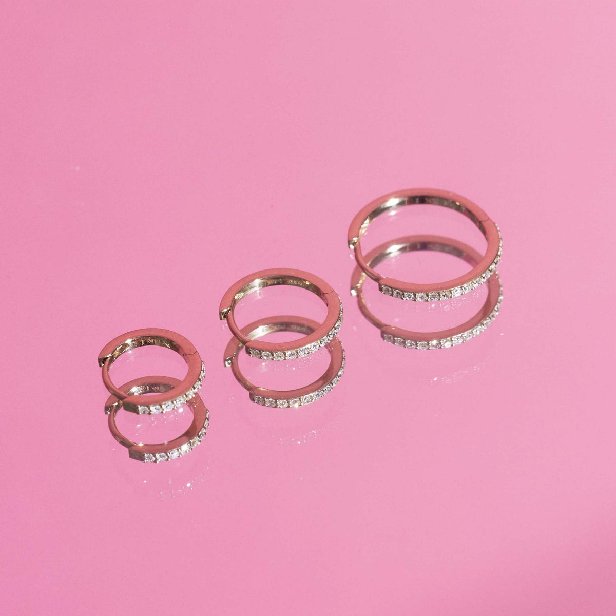Thin Forever Diamond Hinged Huggie Earrings (12mm)
