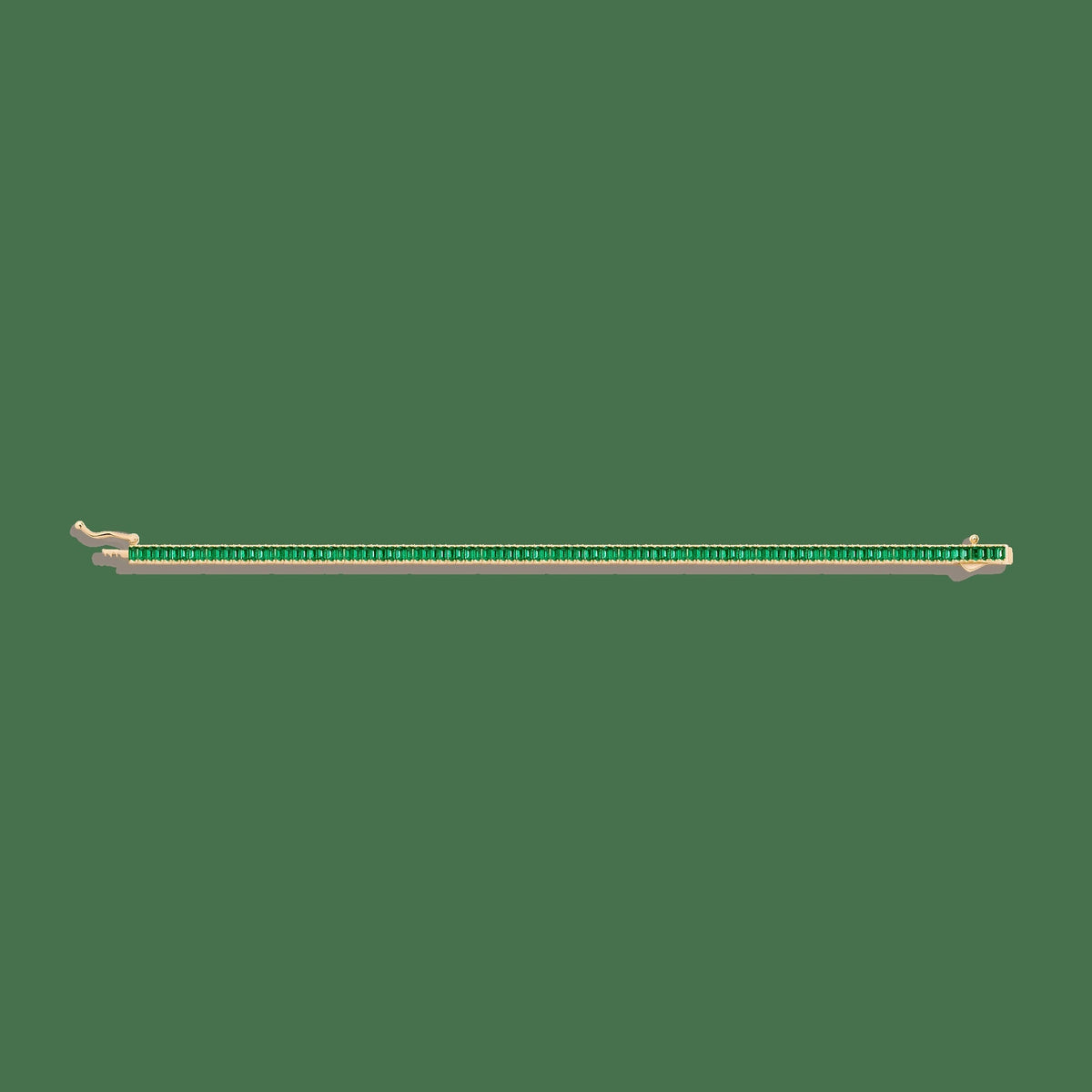 Lab Grown Green Emerald Baguette Tennis Bracelet