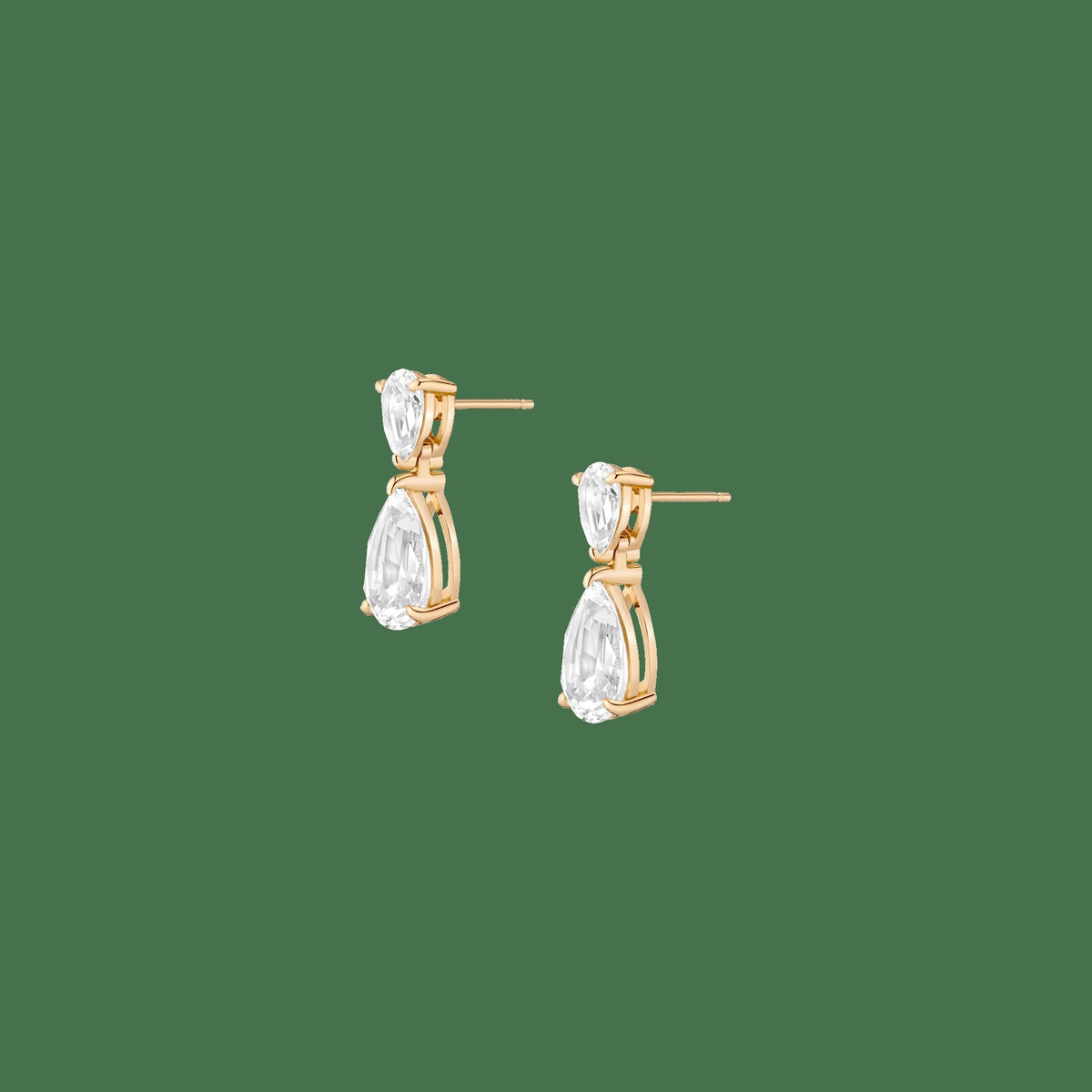Lab Grown White Sapphire Pear Drop Earrings