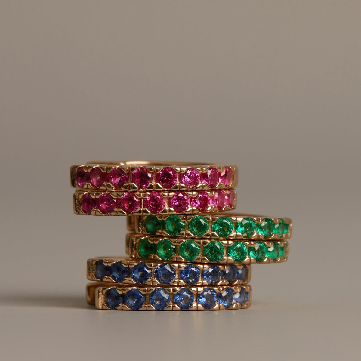 Lab Grown Blue Sapphire Huggie Earrings