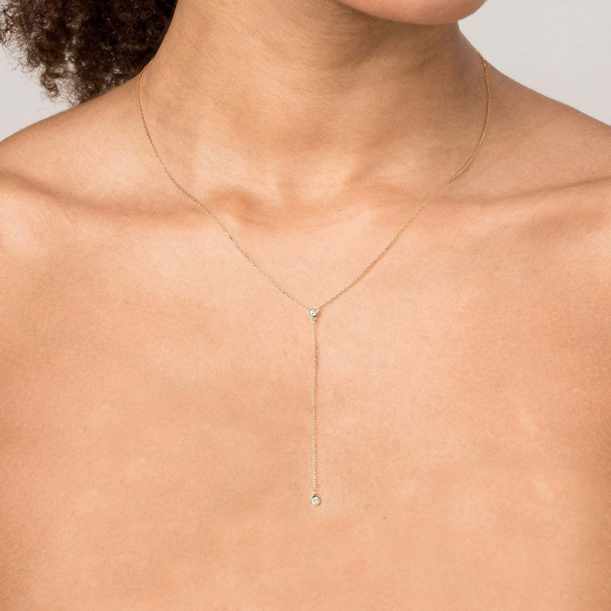 Diamond Bezel Lariat Necklace
