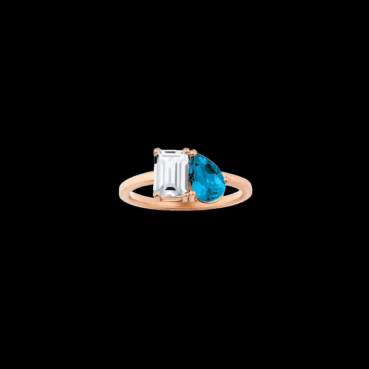 Toi et Moi Gemstone Classic Ring - White Topaz & London Blue Topaz