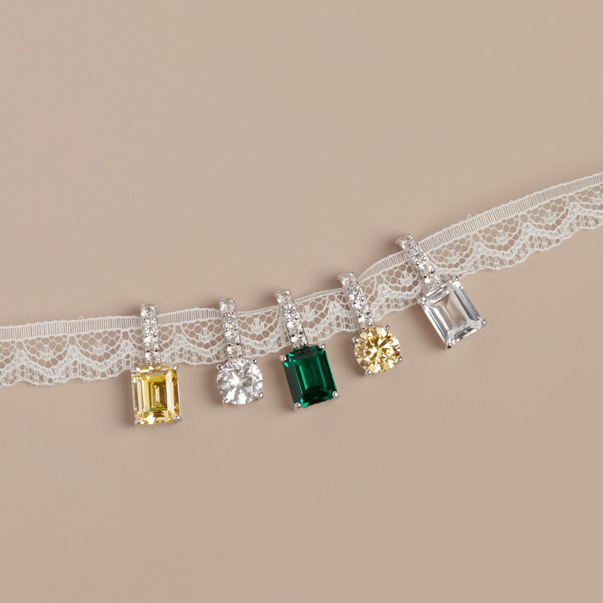Emerald Cut Tennis Charm Pendant