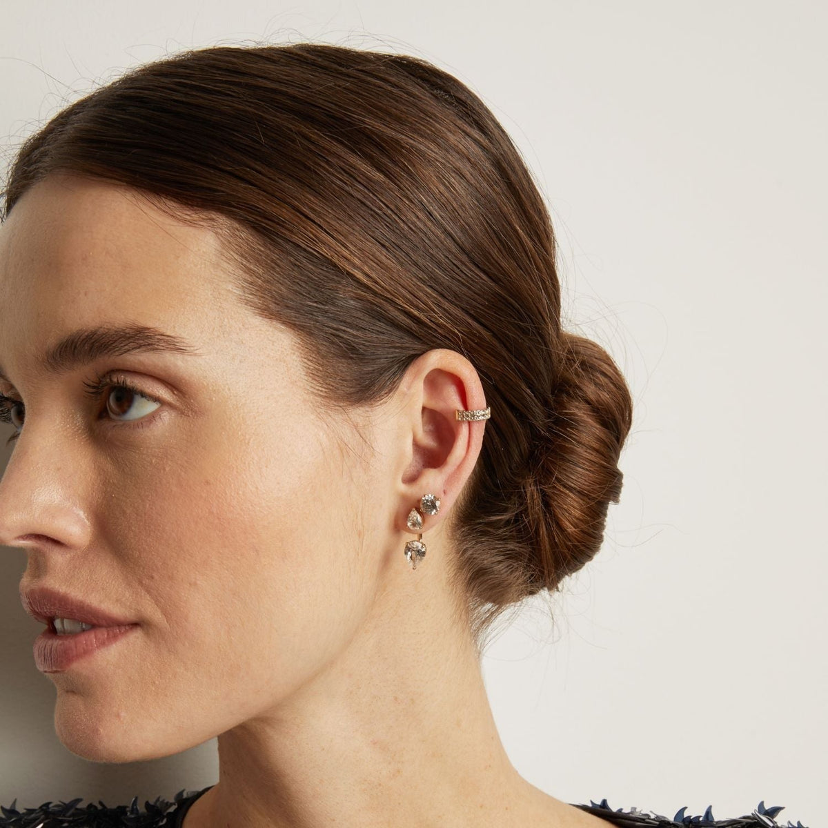 Lab Grown White Sapphire Double Ear Cuff