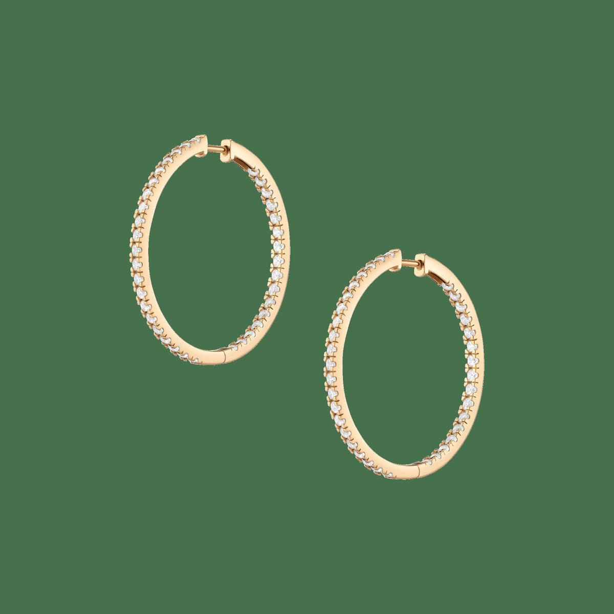 35mm Lab Grown White Sapphire Hoop Earrings