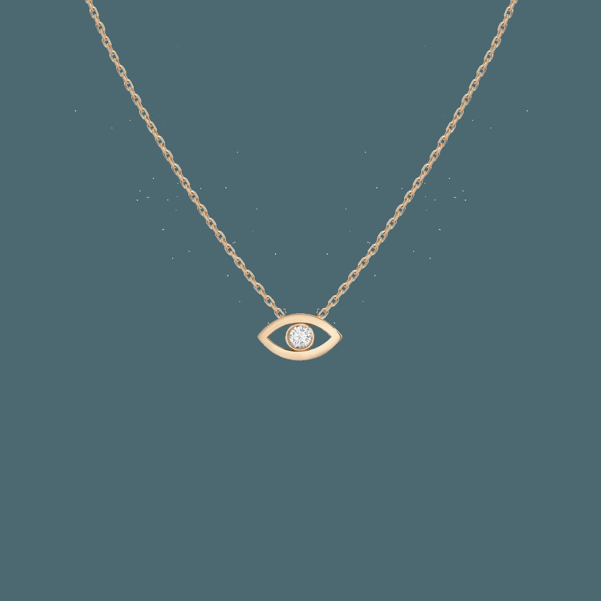 Diamond Bezel Evil Eye Necklace