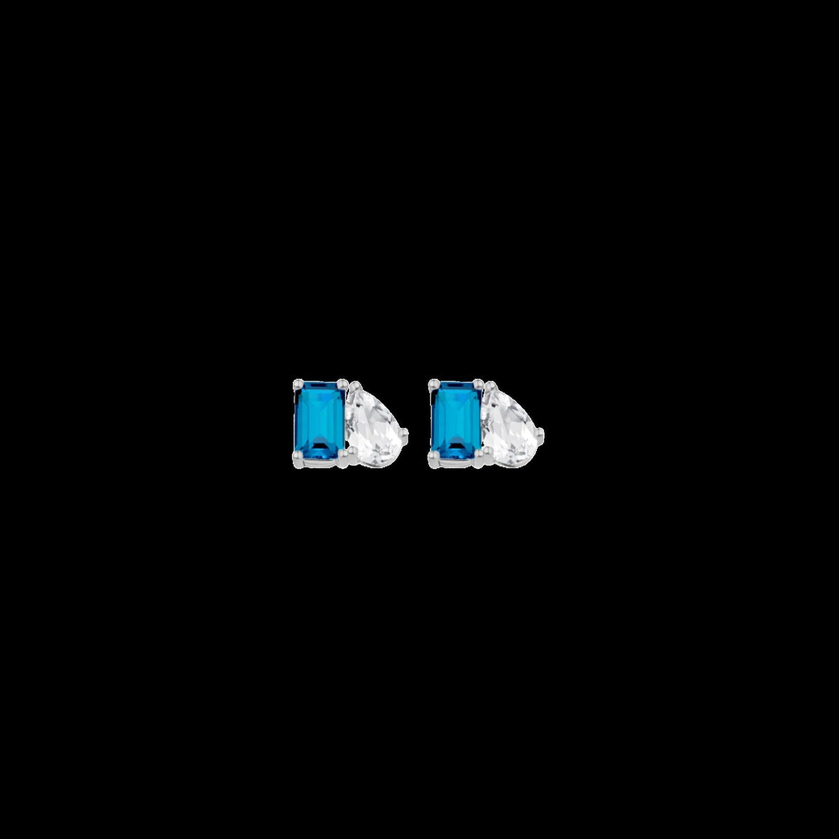 Toi et Moi Gemstone Mini Classic Earring - London Blue Topaz & White Topaz