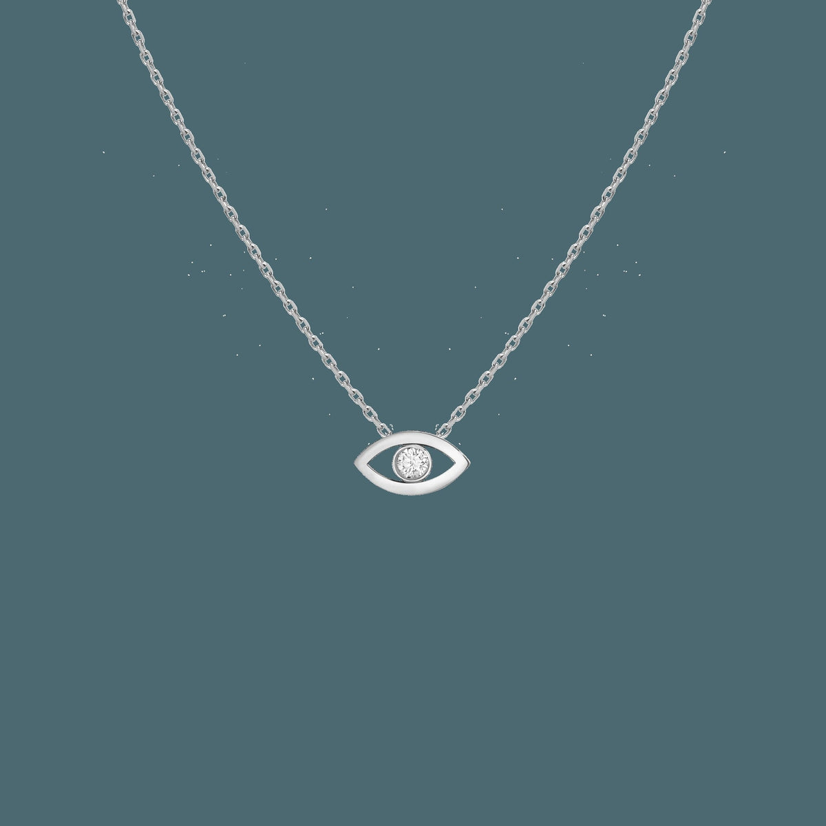 Diamond Bezel Evil Eye Necklace