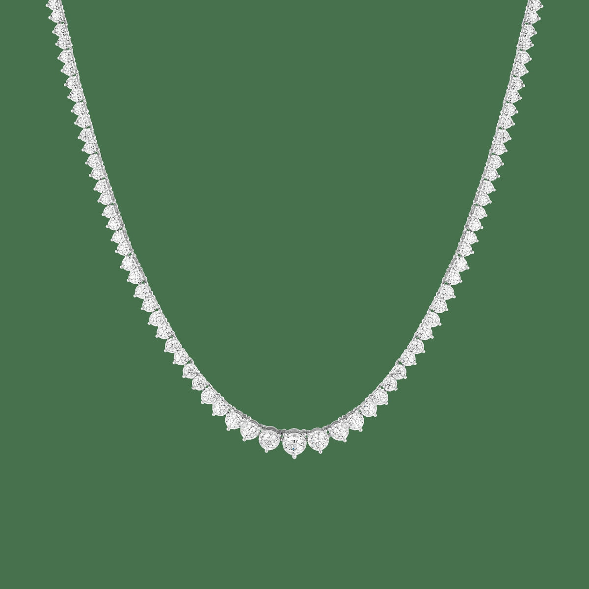 Three-Prong Graduated Tennis Necklace