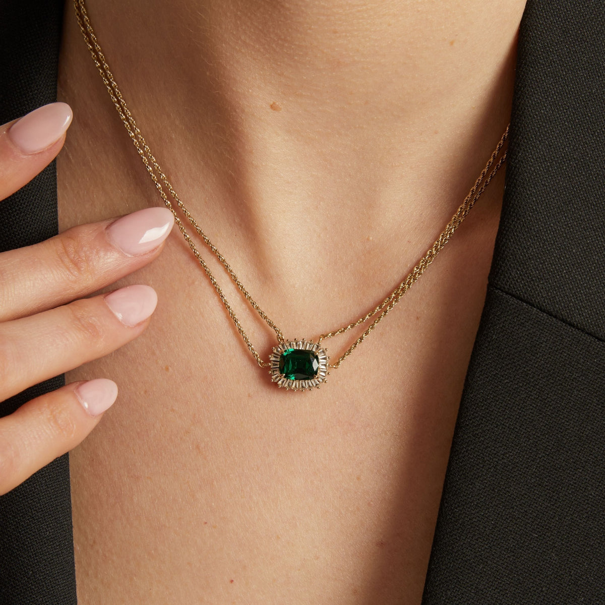 Lab Grown Green Emerald Alexandra Necklace