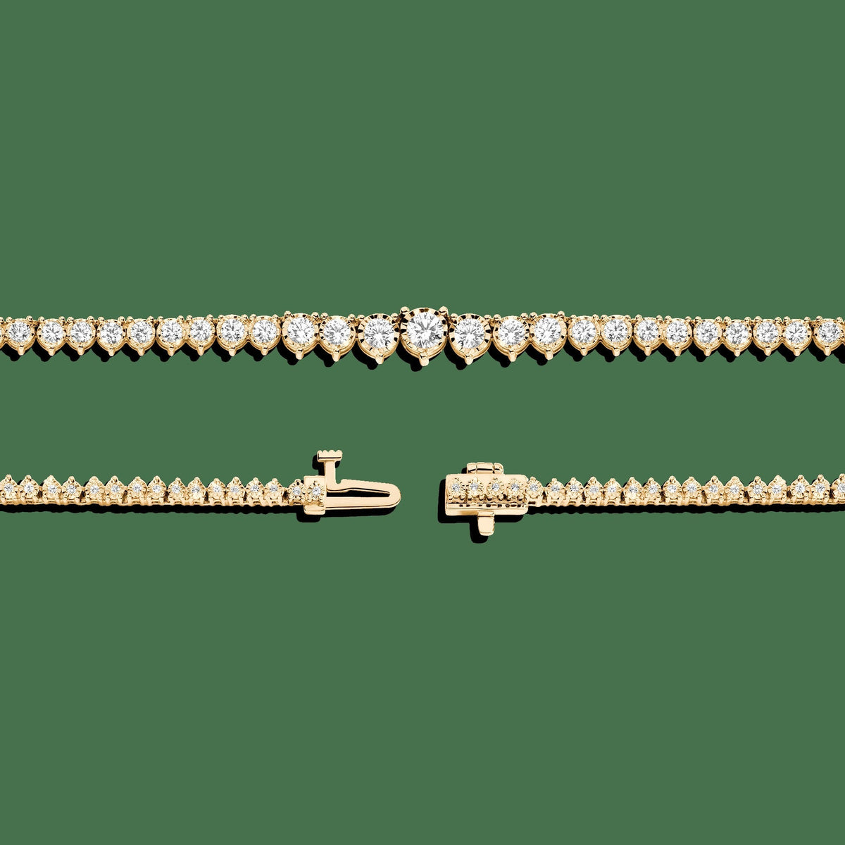 Three-Prong Graduated Tennis Necklace