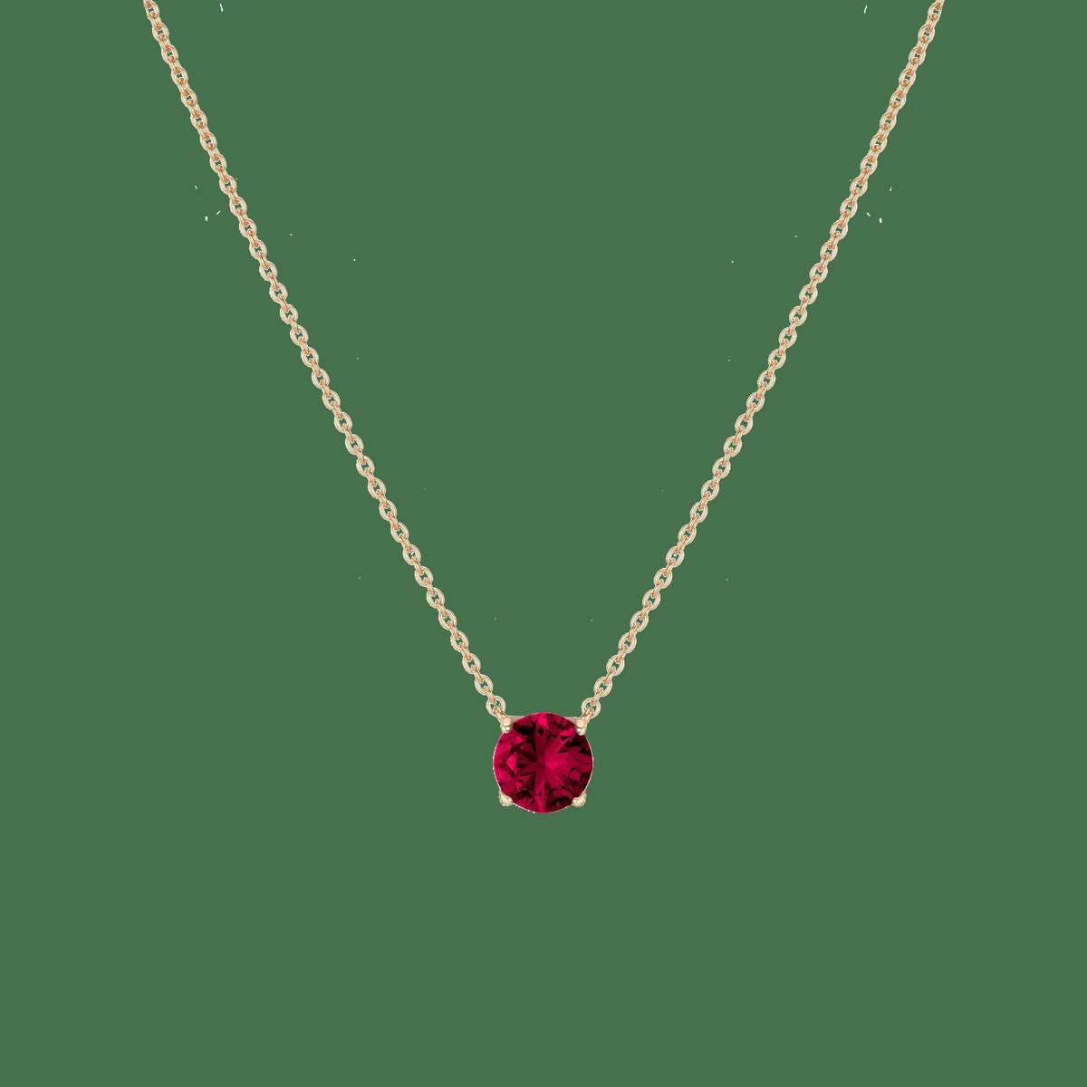 Round Gemstone Solitaire Necklace