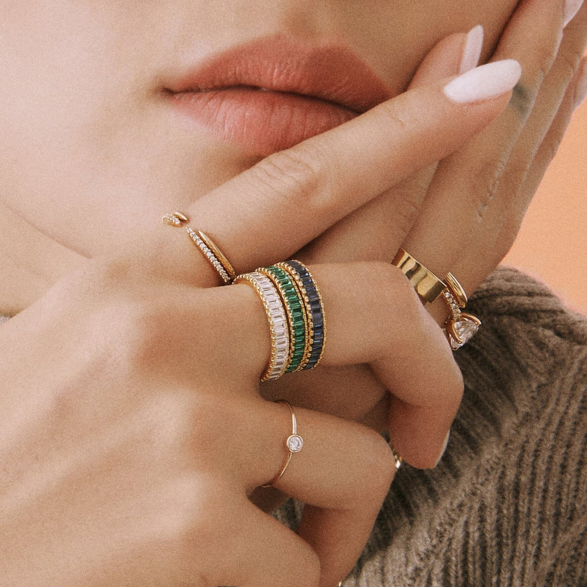 Lab Grown White Sapphire Baguette Eternity Ring