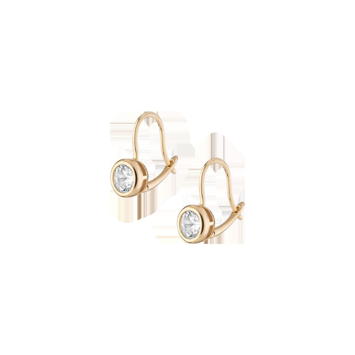 Round Lab Grown White Sapphire Bezel Drop Earrings