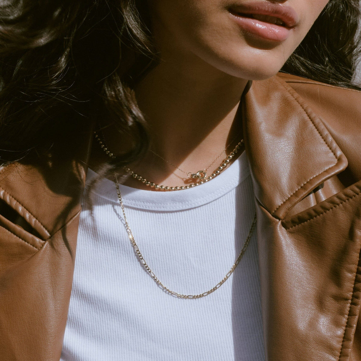 Medium Gold Figaro Chain Necklace