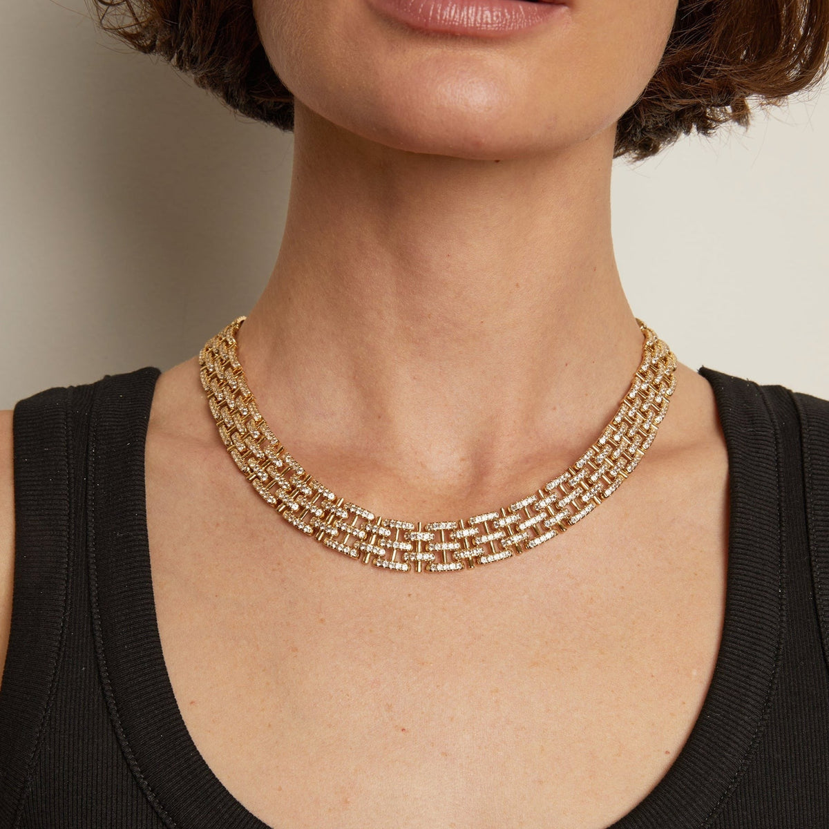 Lab Grown White Sapphire Panther Chain Link Necklace