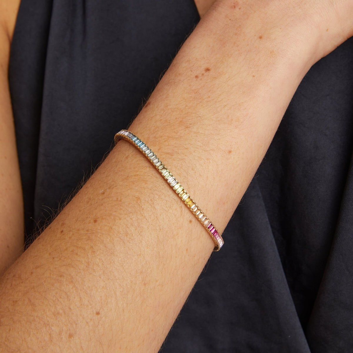 Ombré Rainbow Baguette Tennis Bracelet