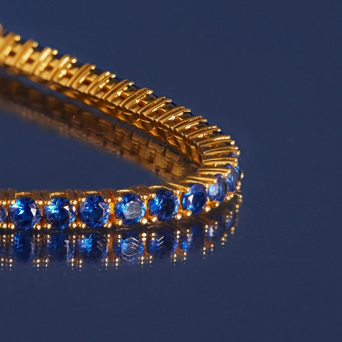 Lab Grown Blue Sapphire Tennis Necklace