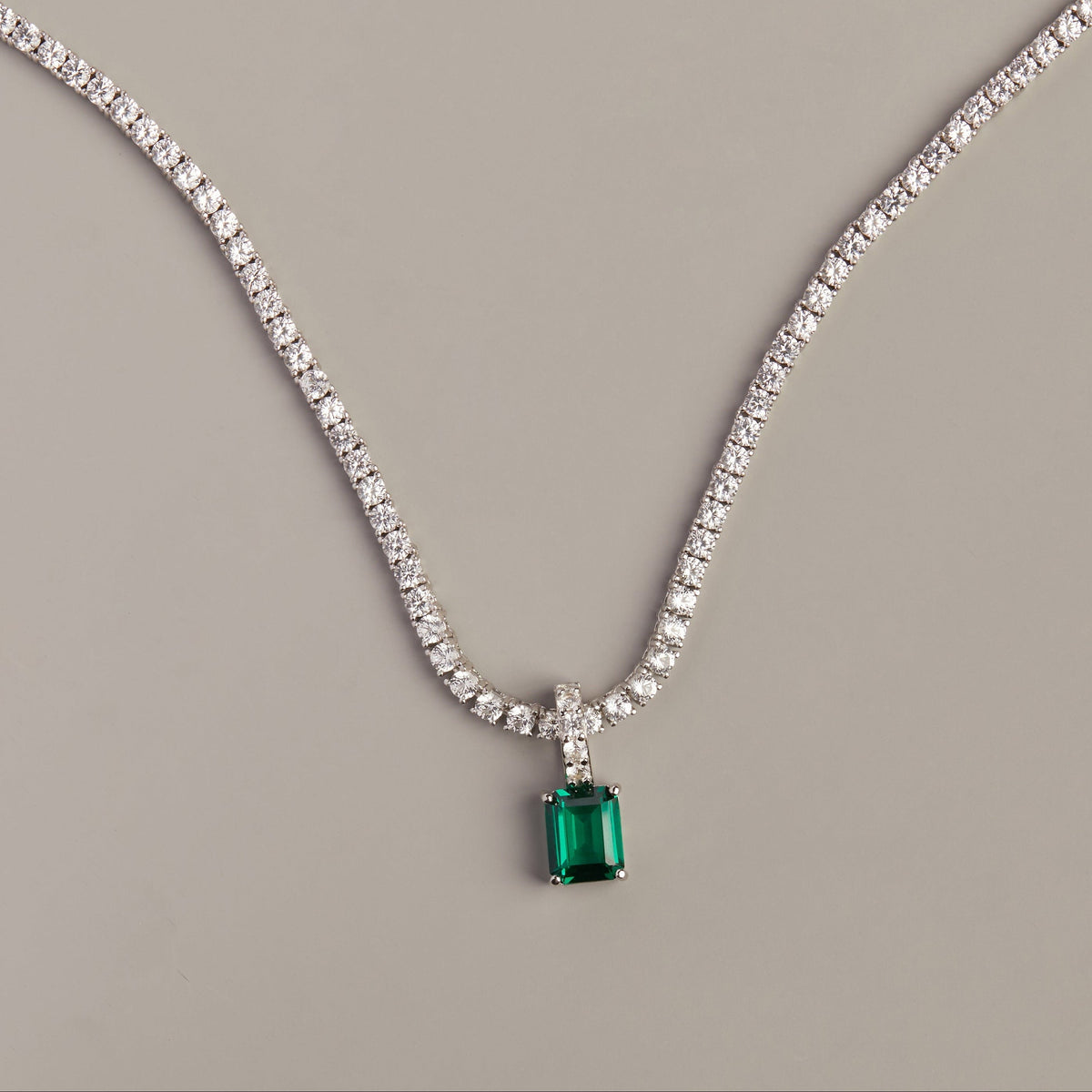Emerald Cut Tennis Charm Pendant