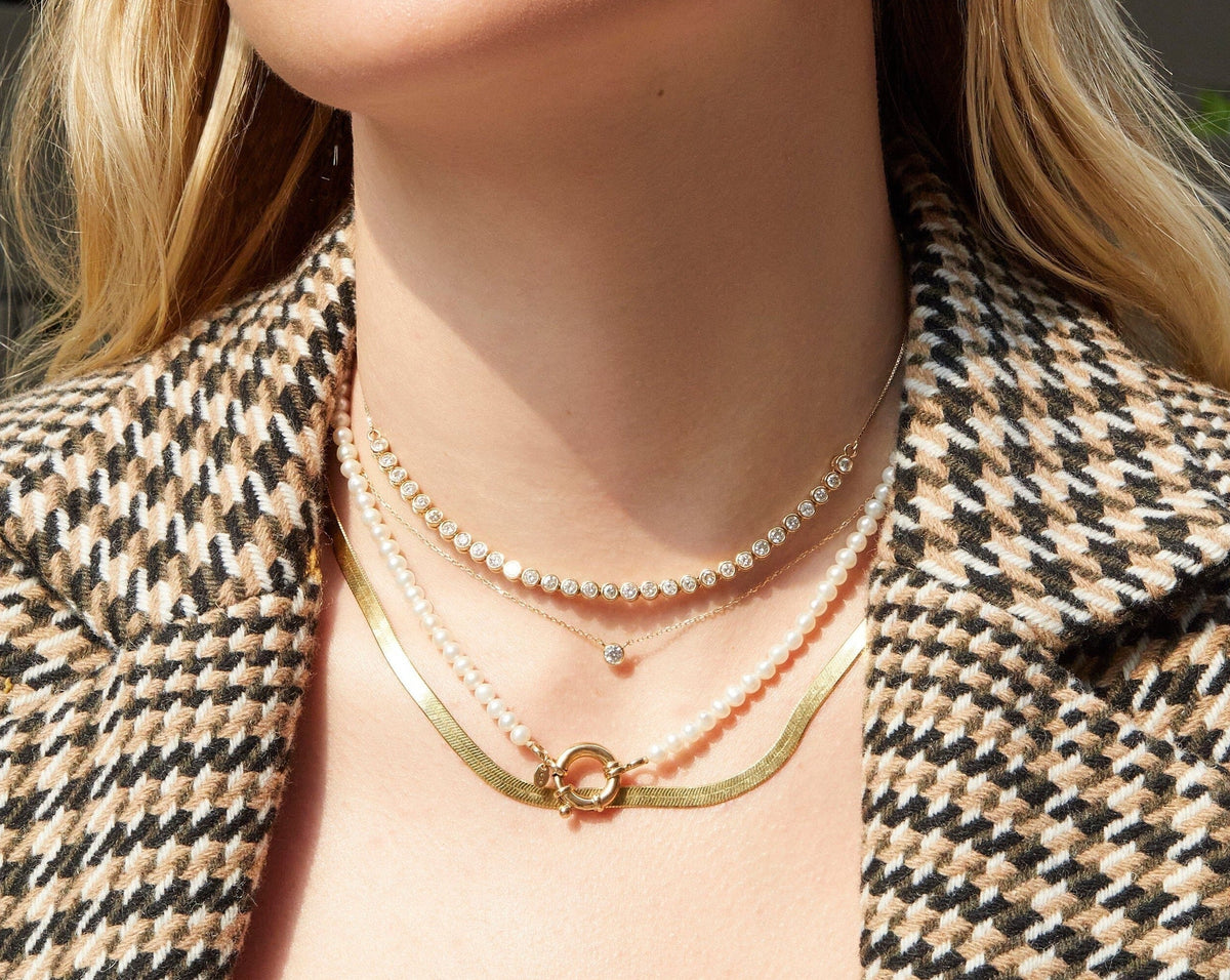 Medium Diamond Bezel Necklace