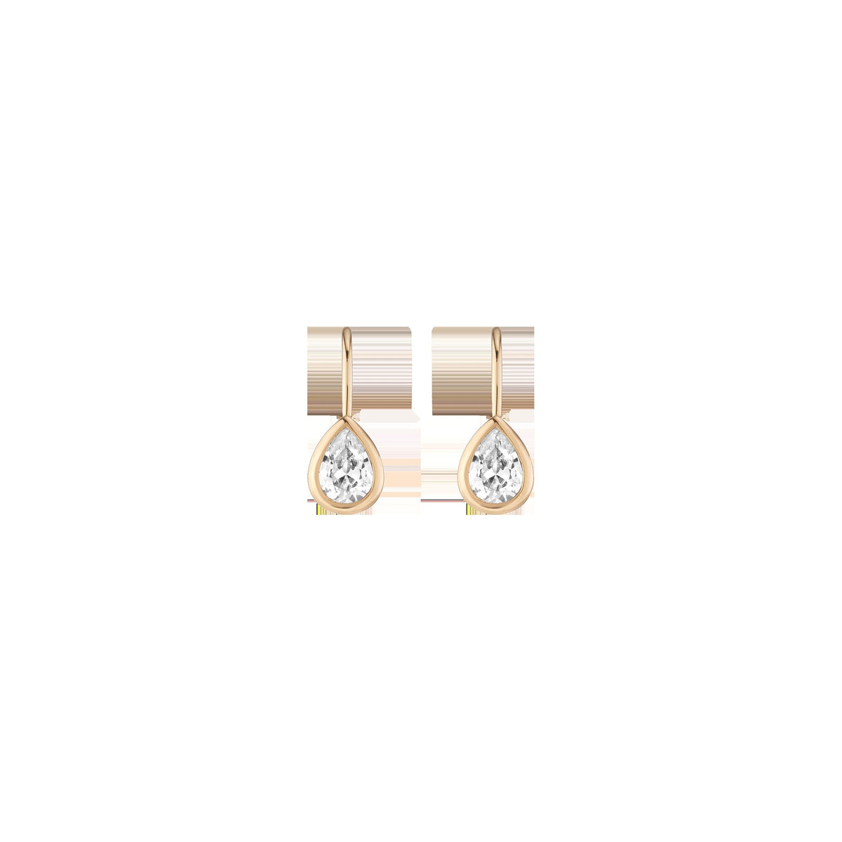 Pear Lab Grown White Sapphire Bezel Drop Earrings