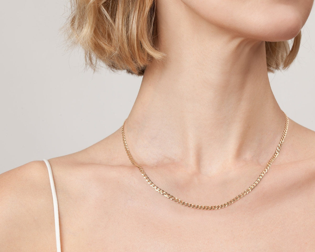 Large Gold Curb Chain Necklace