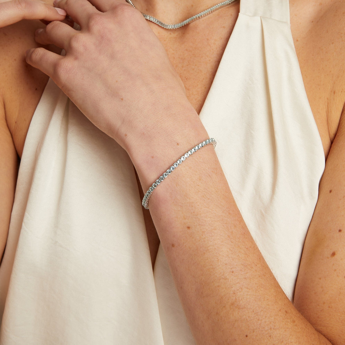 Lab Grown Blue Tourmaline Tennis Bracelet