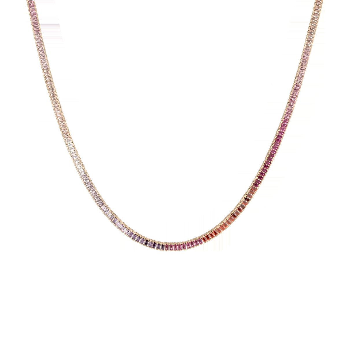 Pink Ombré Baguette Tennis Necklace