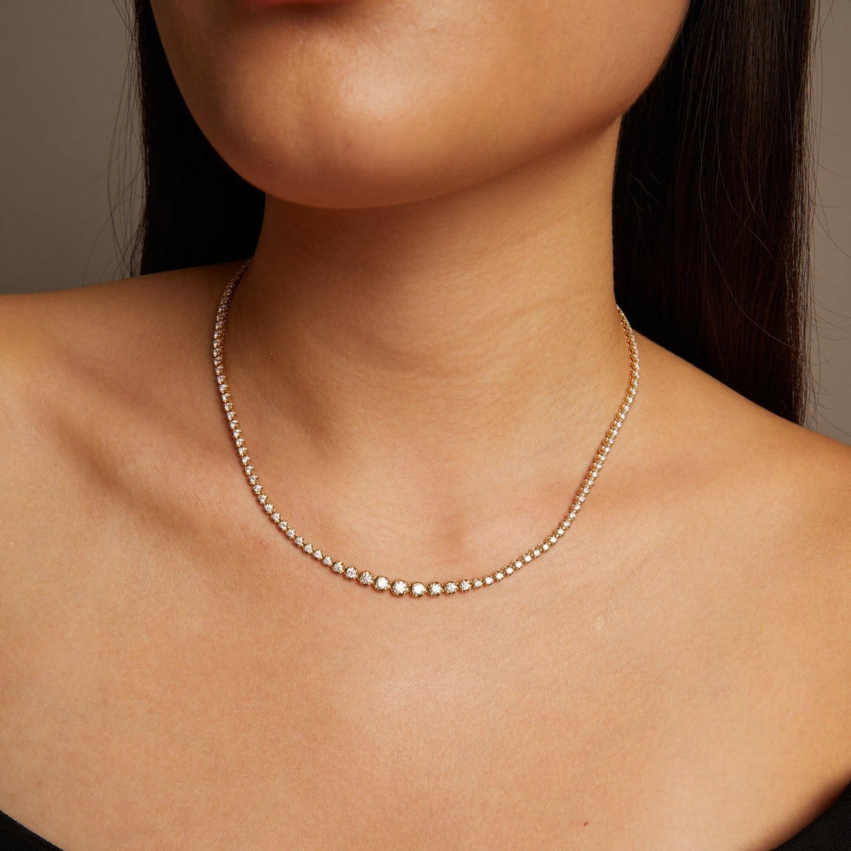 4ct Lab Grown Diamond Graduated Tennis Necklace
