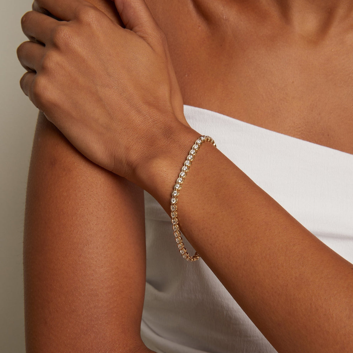 Lab Grown Diamond Bezel Estate Tennis Bracelet