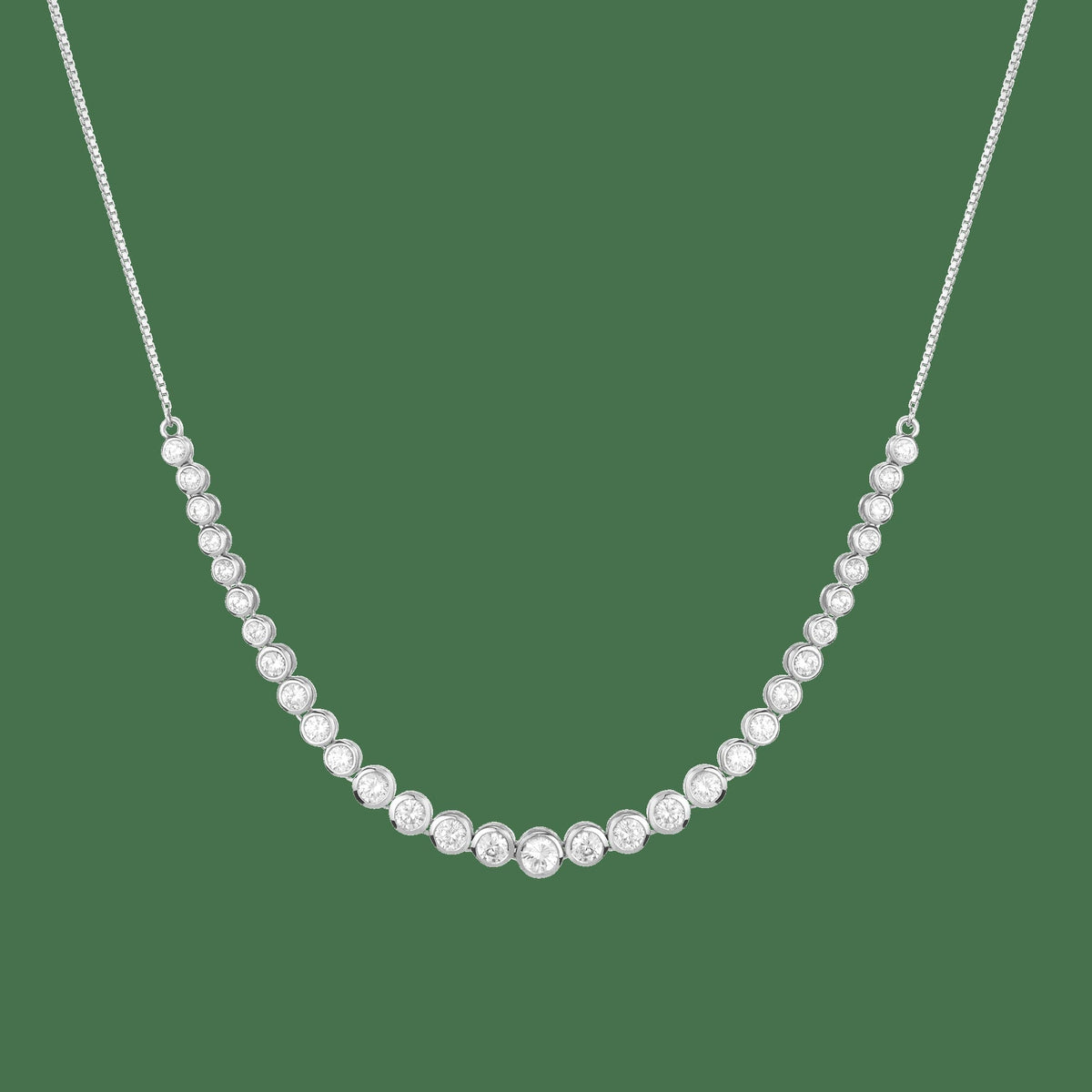 Graduated Lab Grown Diamond Bezel Necklace