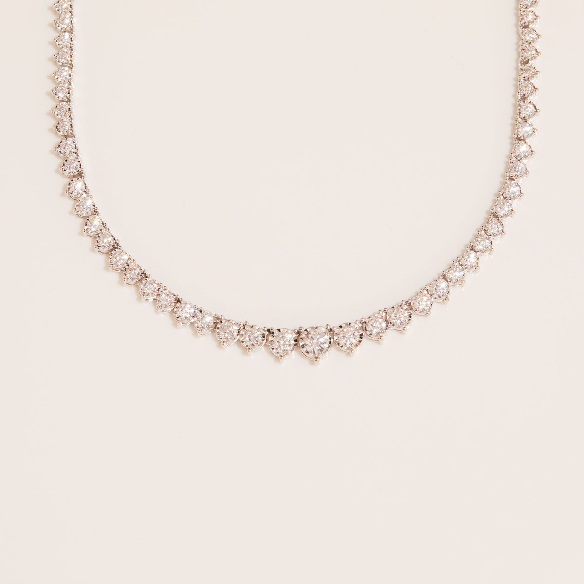 Three-Prong Graduated Tennis Necklace