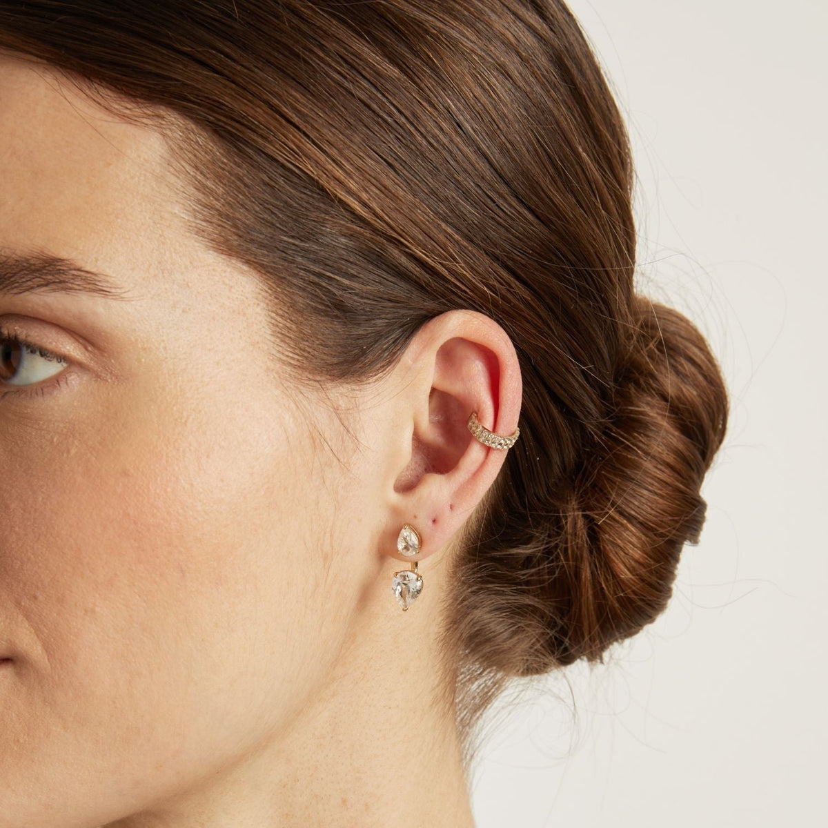 Lab Grown White Sapphire Double Ear Cuff