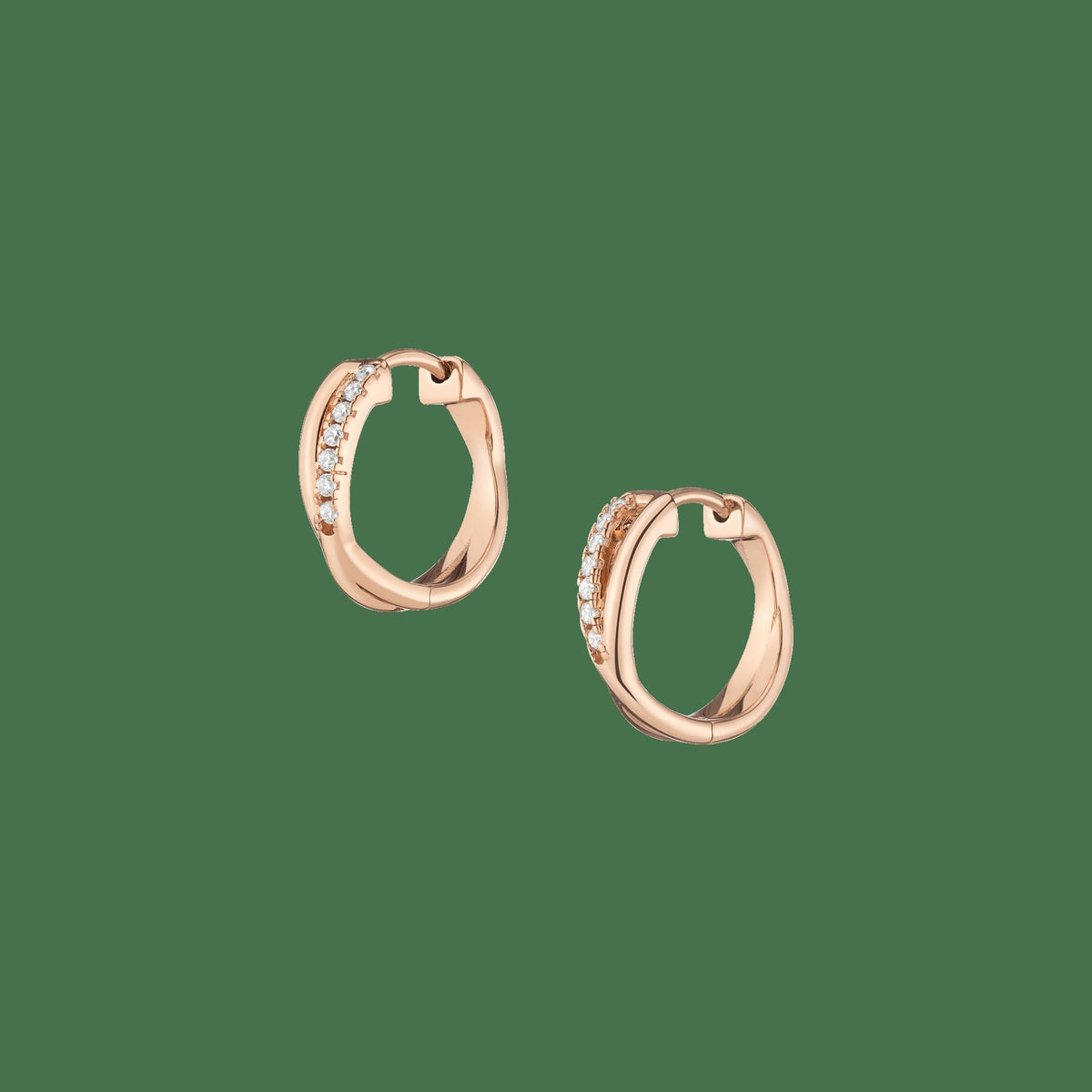 Diamond Crossover Huggie Earrings