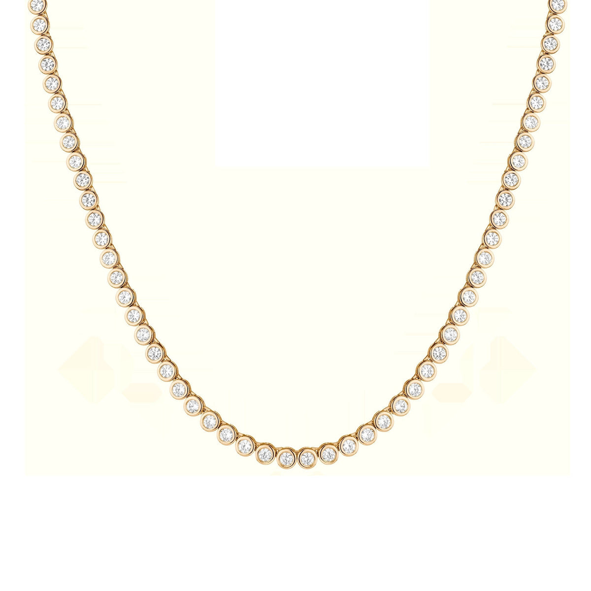 Lab Grown White Sapphire Bezel Tennis Necklace