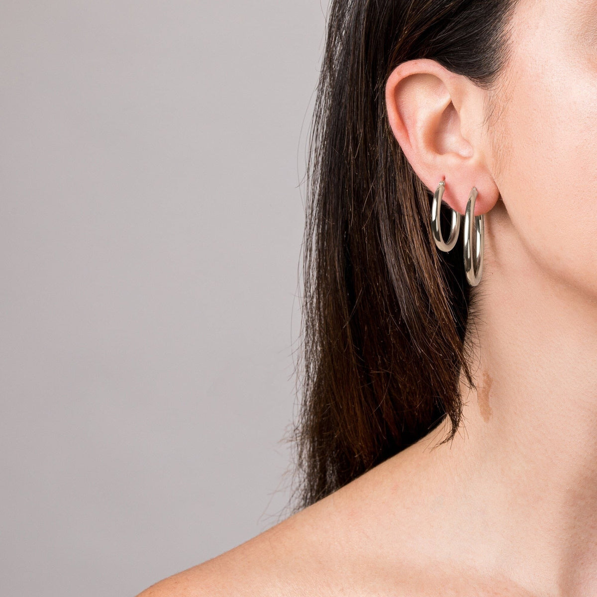3mm Silver Hoop Earrings - 25mm