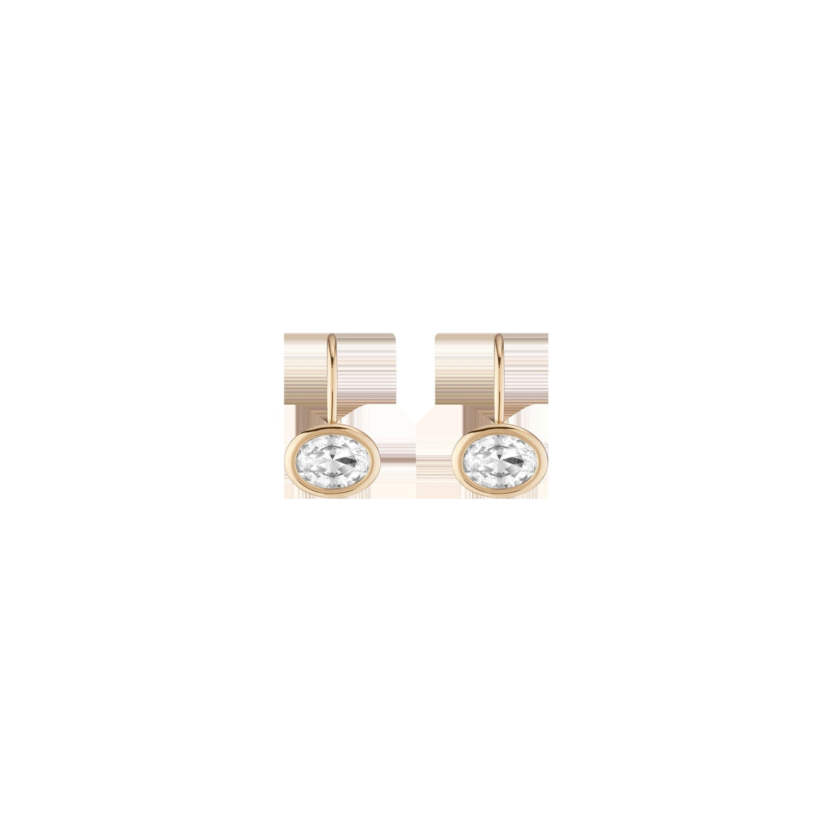 Oval Lab Grown White Sapphire Bezel Drop Earrings