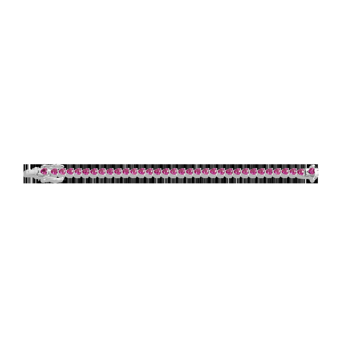 Lab Grown Pink Sapphire Heart Tennis Bracelet